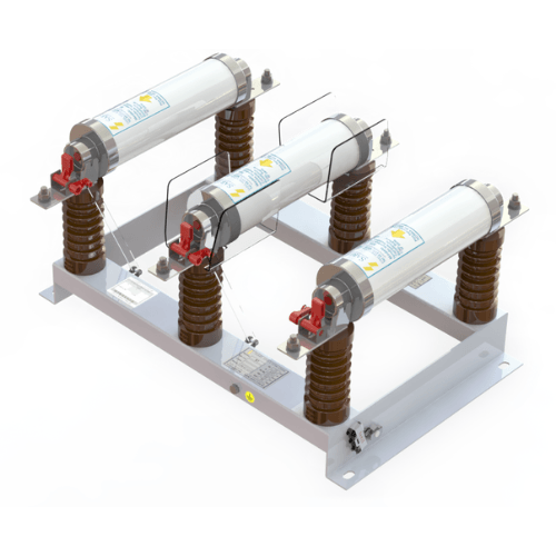 Base tripolar modelo BT Sarel para fusíveis HH — montagem fixa em painéis de média tensão com contatos de pressão em cobre