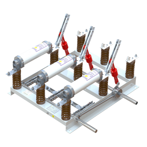 Chave seccionadora tripolar modelo SAFLTI Sarel com fusível e aterramento lateral — seccionamento completo para cubículos de média tensão