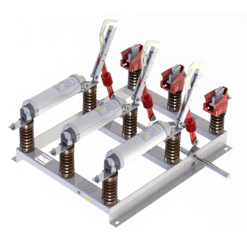 Chave seccionadora tripolar modelo SRF Sarel com fusível HH integrado — proteção e seccionamento rotativo para média tensão