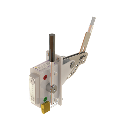 Punho de manobra modelo C Sarel com bloqueio Kirk — acionamento seguro de chaves seccionadoras com intertravamento